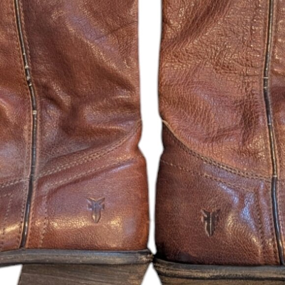 FRYE Women's Brown Leather Snub Nosed Zip Up Boots - Size 6.5 M - Picture 7 of 16